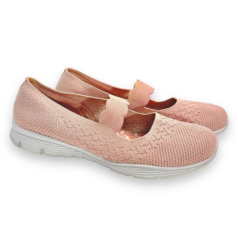 Skechers Shoes Mary Janes Size 10 Seager Power Hitter pink Slip On Knit Comfort